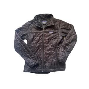 Patagonia Jacket Womens Small Black Nano Puff PrimaLoft Quilted Needs Repair